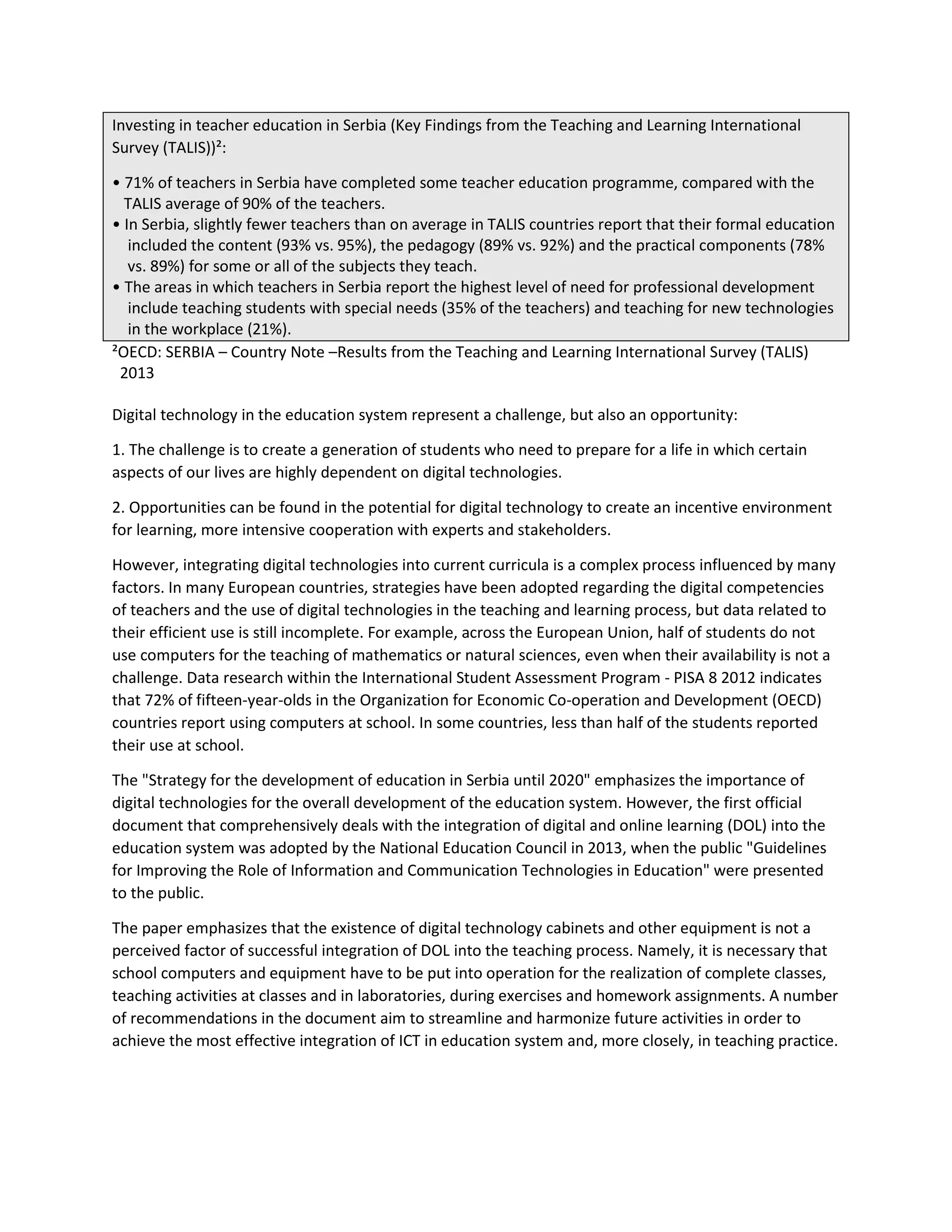 Impact of digital technologies on education in serbia | PDF