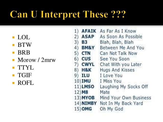 impact of e texting btw full form