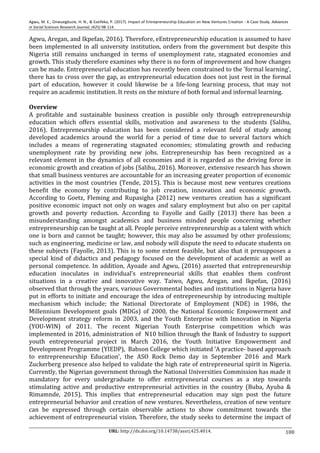 Impact of entrepreneurship education on new ventures creation a case ...