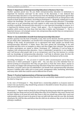 Impact of entrepreneurship education on new ventures creation a case ...