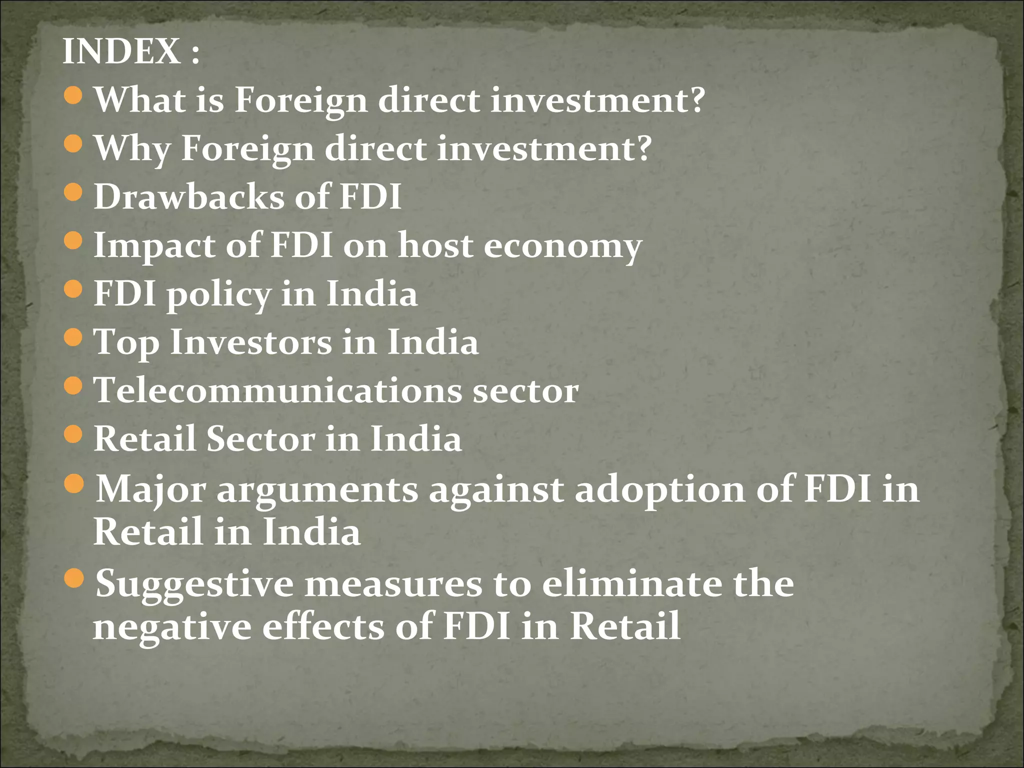 Impact of foreign direct investment in india | PPT