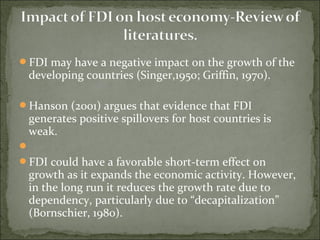 Impact of foreign direct investment in india | PPT