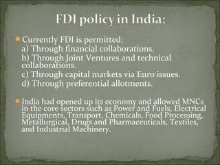 Impact of foreign direct investment in india | PPT