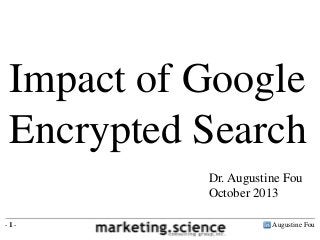Augustine Fou- 1 -
Impact of Google
Encrypted Search
Dr. Augustine Fou
October 2013
 