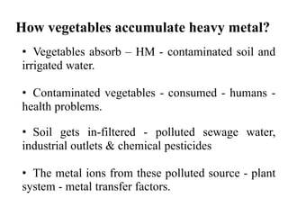 Impact Of Heavy Metals In Vegetable Crops | PPTX