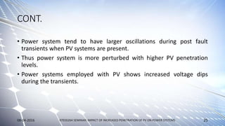 Impact of high level penetration of photovoltaics on Power system | PPTX