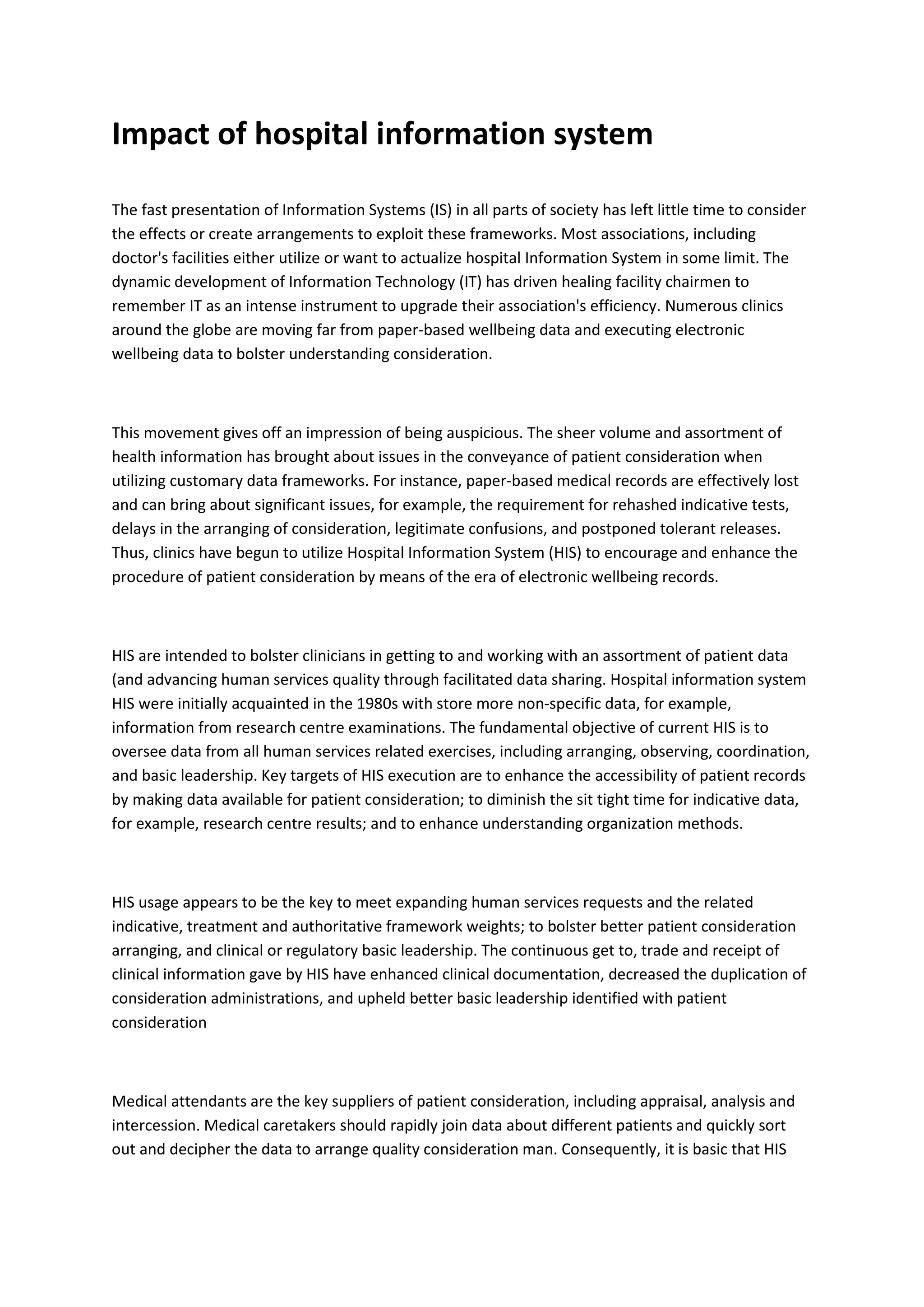 Impact of hospital information system | PDF