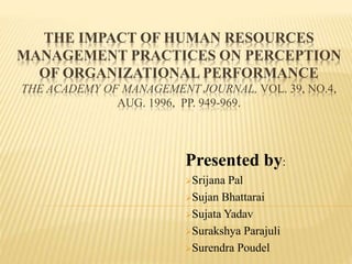 The Impact of Human Resources Management Practices on Perception of ...
