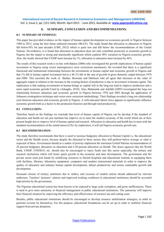 Impact of Human Capital Development on Economic Growth in Nigeria | PDF