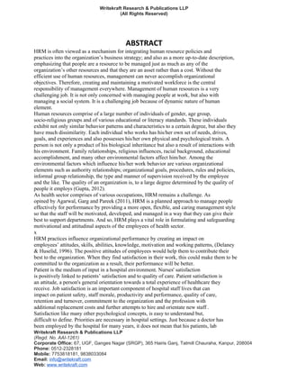 Impact of human resource management practices on job performance a ...