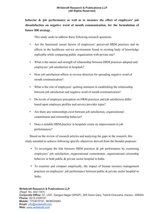 Impact of human resource management practices on job performance a ...
