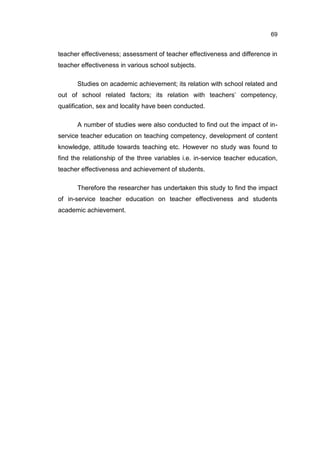 Impact of in service teacher training programme on students achievement ...