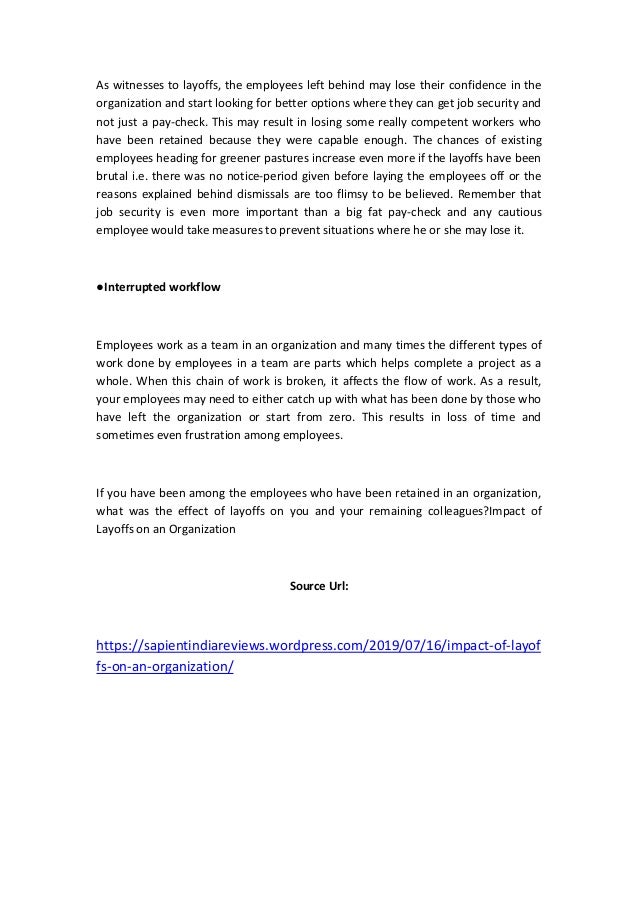 Impact of layoffs on an organization