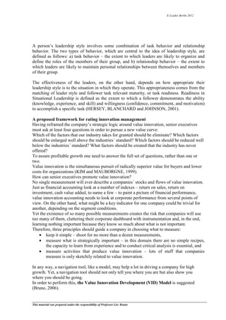 Impact of leadership on innovation management | PDF