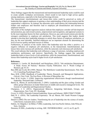 Impact of leadership style on employee job satisfaction in the ...