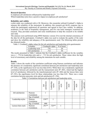 Impact of leadership style on employee job satisfaction in the ...