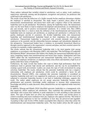 Impact of leadership style on employee job satisfaction in the ...