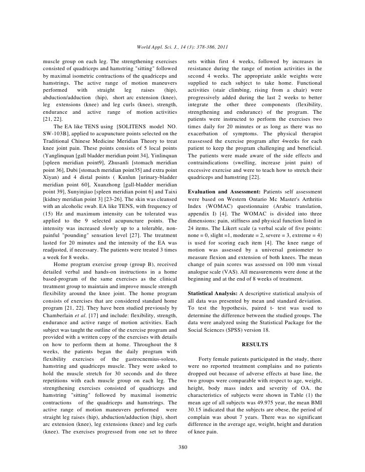 Impact of manual therapy oa