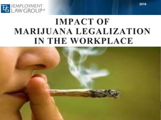 www.employmentlawgroup.com
IMPACT OF
MARIJUANA LEGALIZATION
IN THE WORKPLACE
2016
 