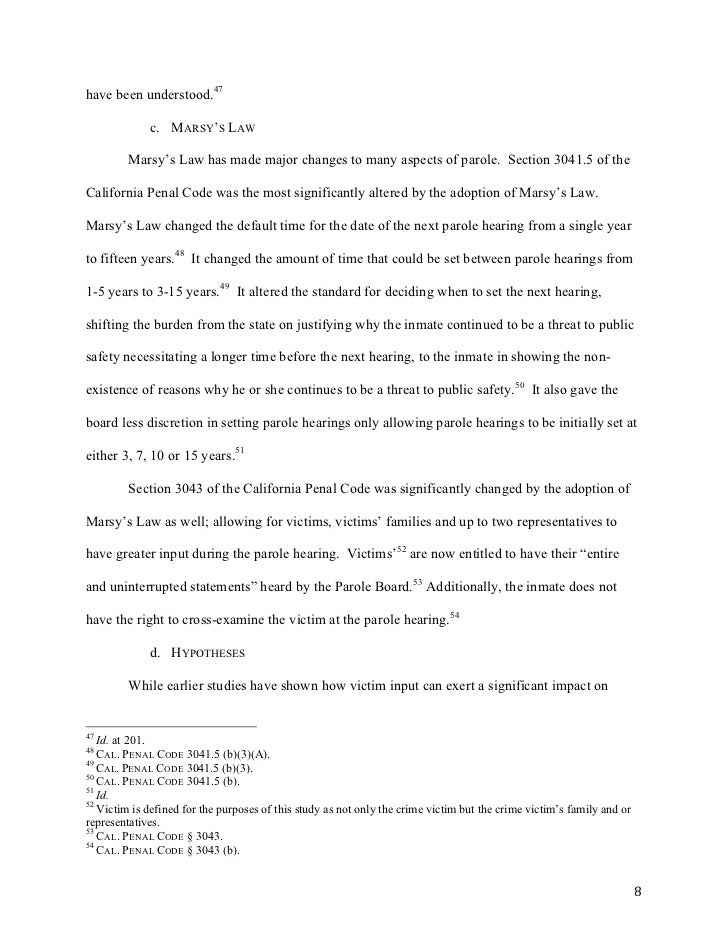 Impact Of Marsy S Law On Parole In California An Empirical Study