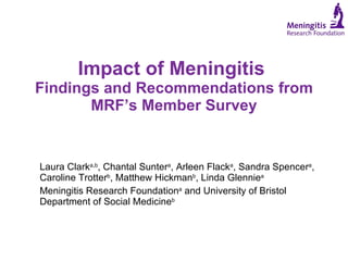 [object Object],[object Object],Impact of Meningitis  Findings and Recommendations from MRF’s Member Survey 
