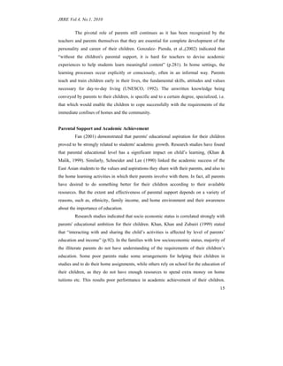 Impact Of Parental Support On The Academic Performance And Self Concept ...
