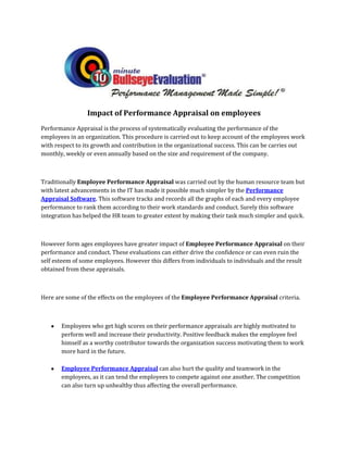 Impact of Performance Appraisal on employees | DOCX