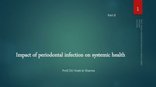 Impact of periodontal infection on systemic health
Prof( Dr) Vivek kr Sharma
Part-II
1
 