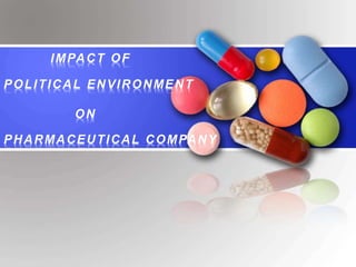IMPACT OF
POLITICAL ENVIRONMENT
ON
PHARMACEUTICAL COMPANY
 