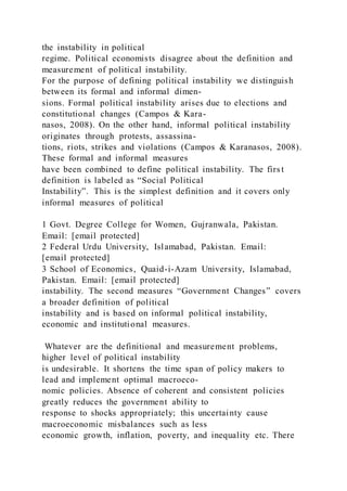 IMPACT OF POLITICAL INSTABILITY ON ECONOMIC GROWTH, POVERTY | DOCX