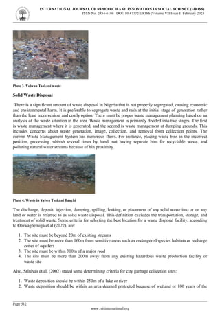 Impact of Public Solid Waste Disposal Dump Sites_ A Threat to Residence of Yelwa Tsakani, Bauchi | IJRISS