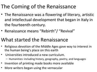 Impact of renaissance on english literature | PPT