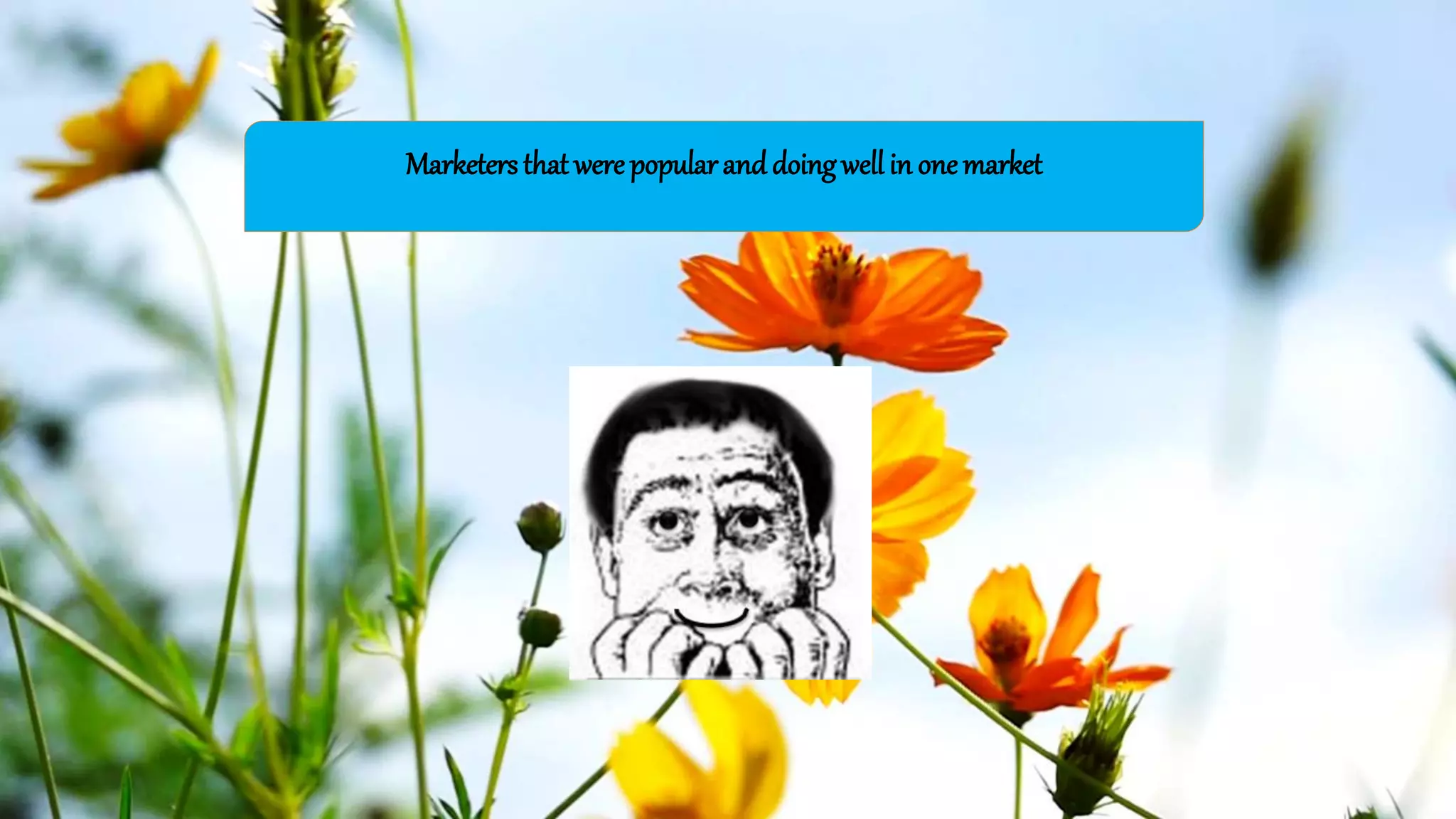 Marketers that werepopularanddoingwell in onemarket
 