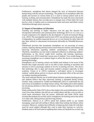 Impact of smartphone review on negative effect on students | PDF