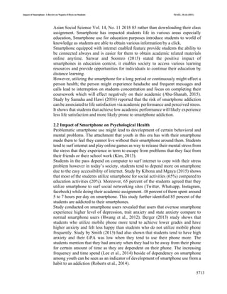 Impact of smartphone review on negative effect on students | PDF