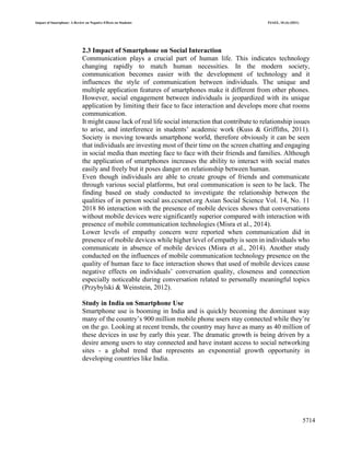 Impact of smartphone review on negative effect on students | PDF