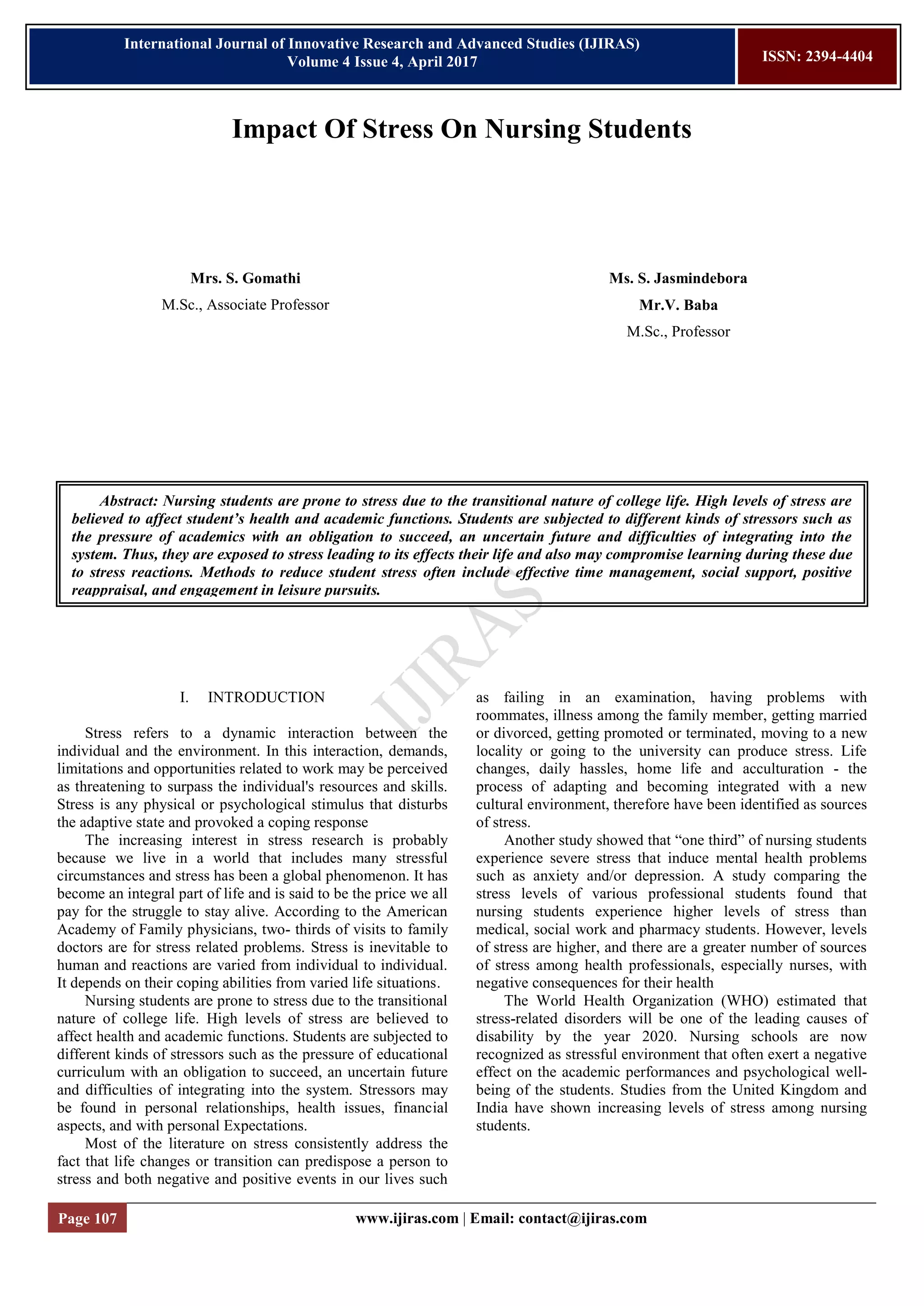 stress in nursing students | PDF
