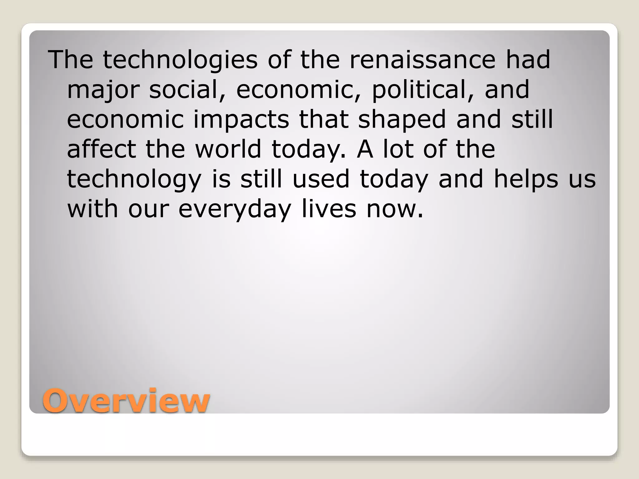 Impact of technology during the renaissance | PPTX