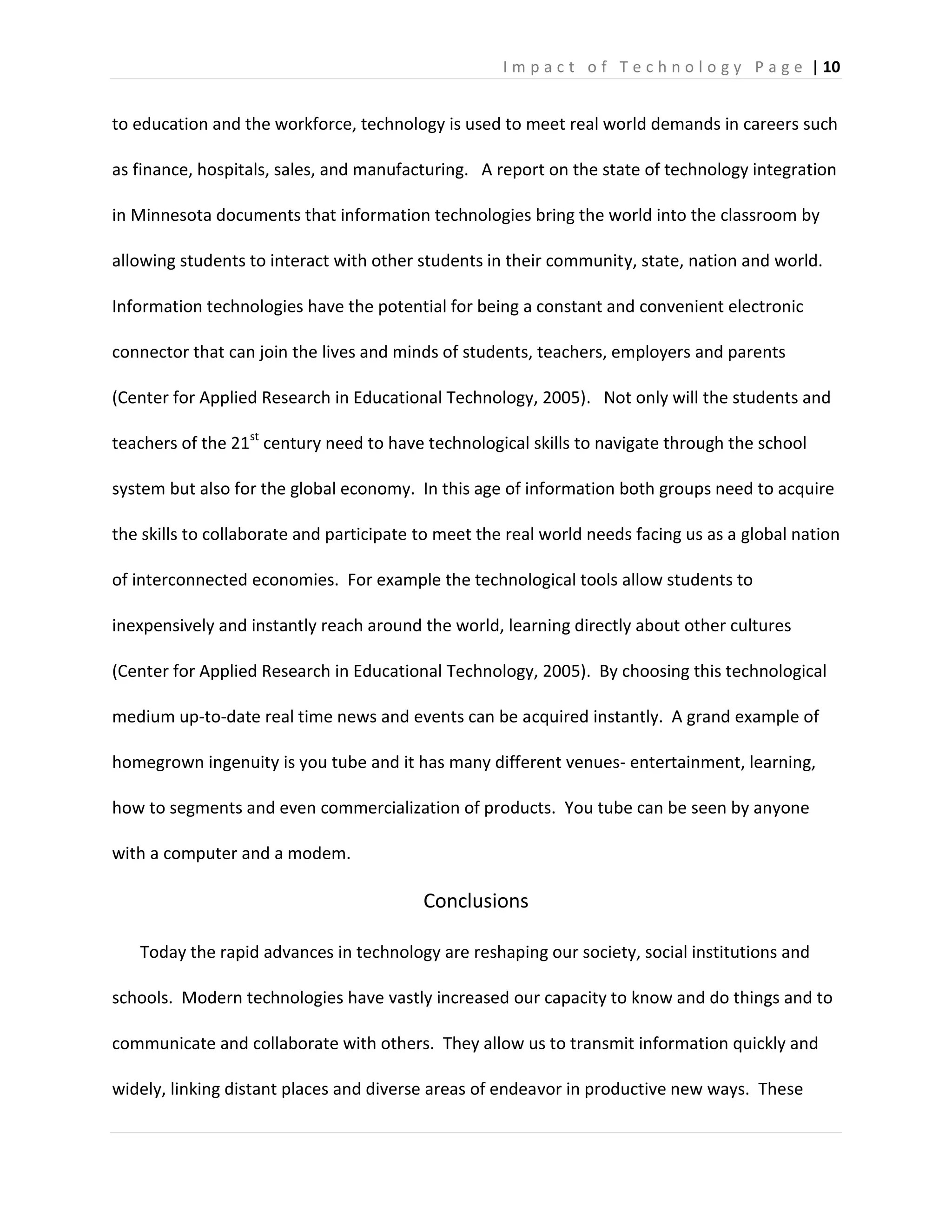 Impact of Technology in Education