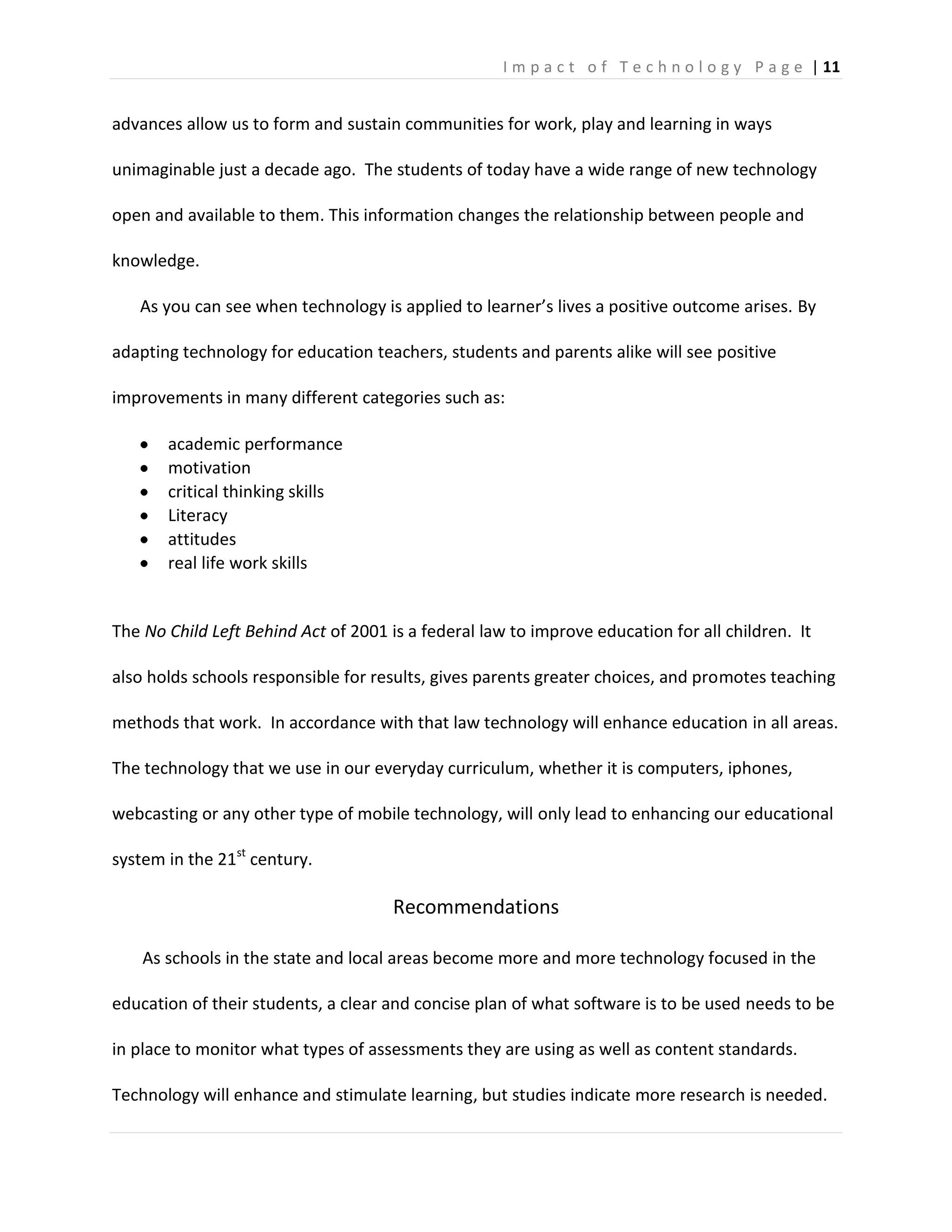 Impact of Technology in Education