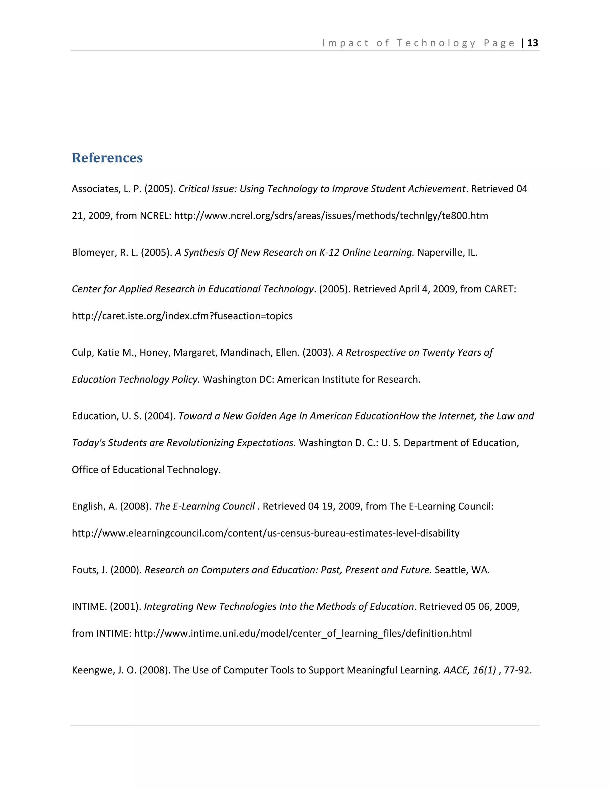 Impact of Technology in Education