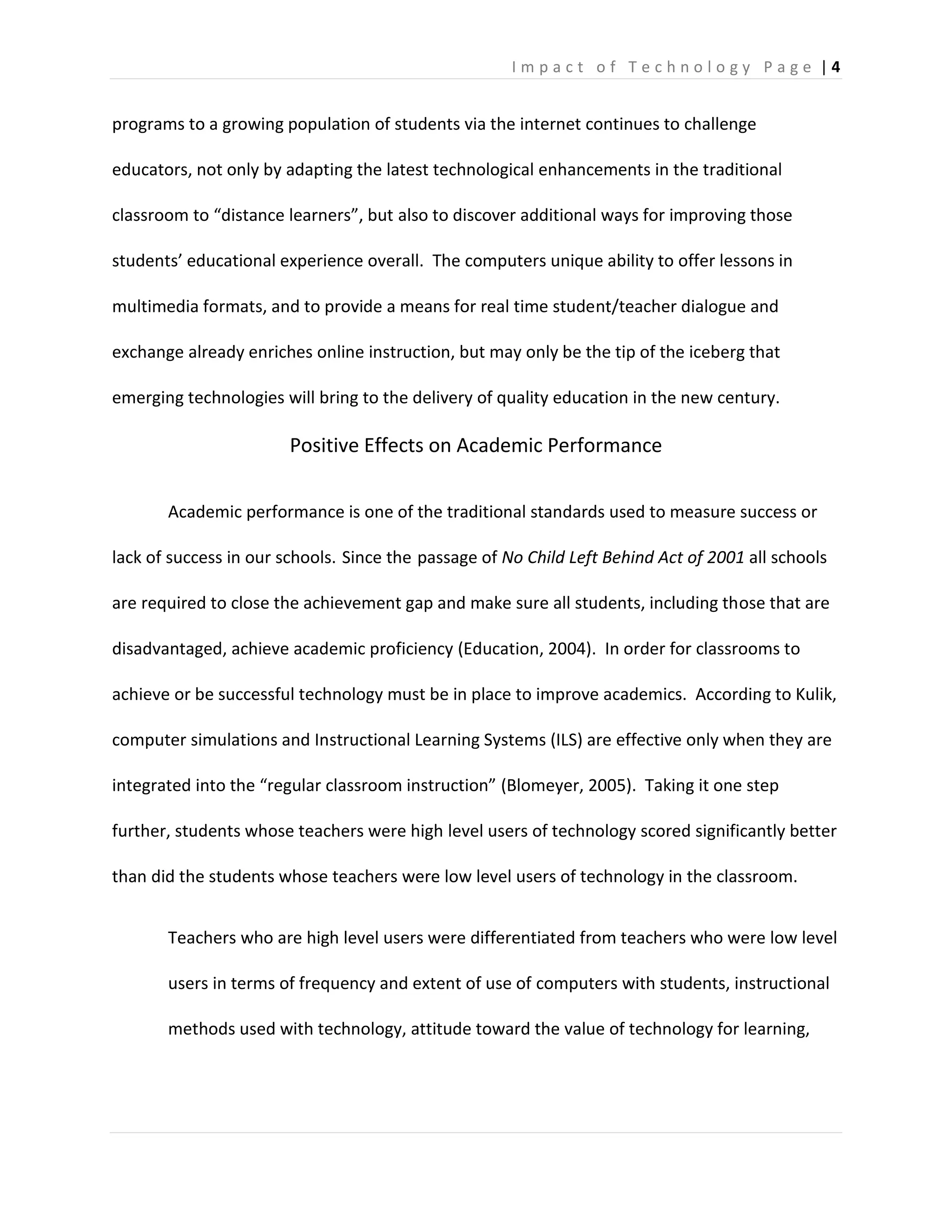 Impact of Technology in Education