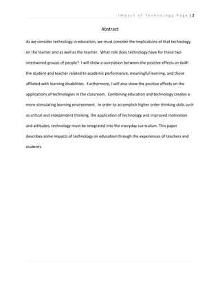 Impact Of Technology In Education Final Draft