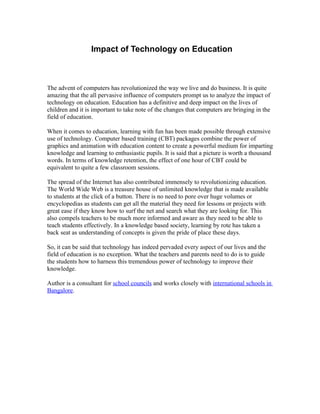 Impact Of Technology On Education