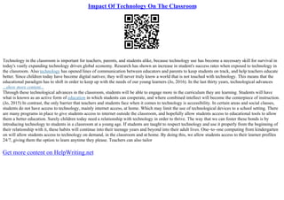 Impact Of Technology On The Classroom | PPT