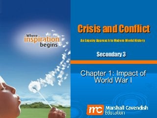 Crisis and ConflictCrisis and Conflict
Chapter 1: Impact ofChapter 1: Impact of
World War IWorld War I
An Enquiry Approach to Modern World HistoryAn Enquiry Approach to Modern World History
Secondary 3Secondary 3
 