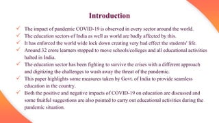 Impact on education due to covid 19 | PDF