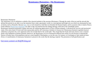 Impact On Renaissance Humanism | PDF