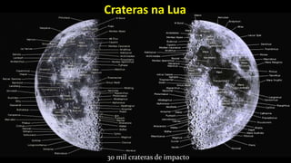 Crateras na Lua
30 mil crateras de impacto
 