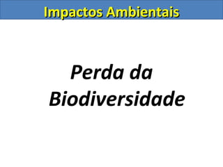 Impactos AmbientaisImpactos Ambientais
Perda da
Biodiversidade
 